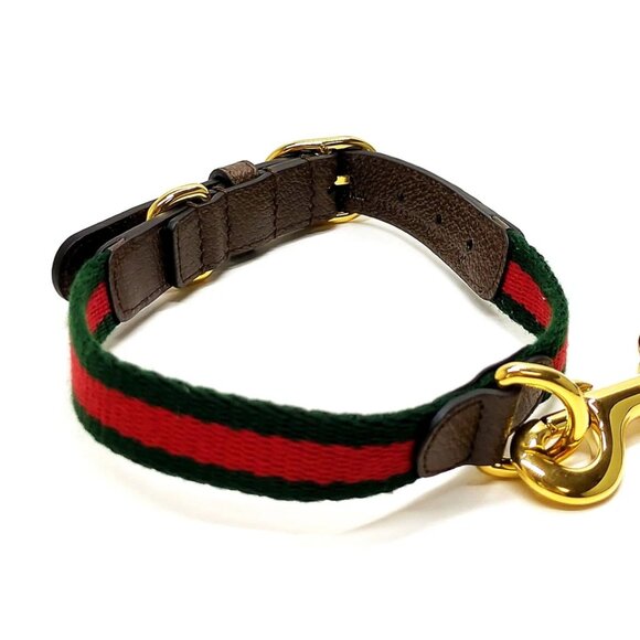 Gucci Dog Leash and Collar Sherry Line Red Canvas 526-071525 - Picture 2 of 15